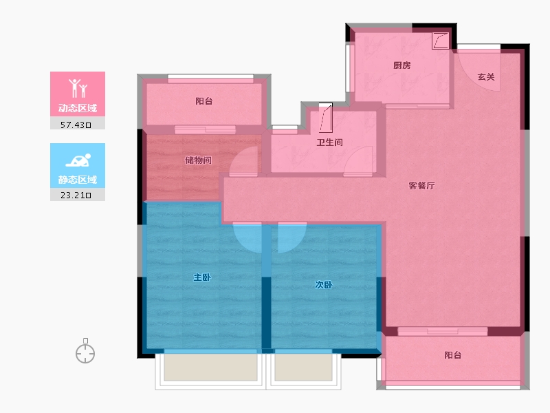 浙江省-宁波市-荣安林语春风-71.20-户型库-动静分区