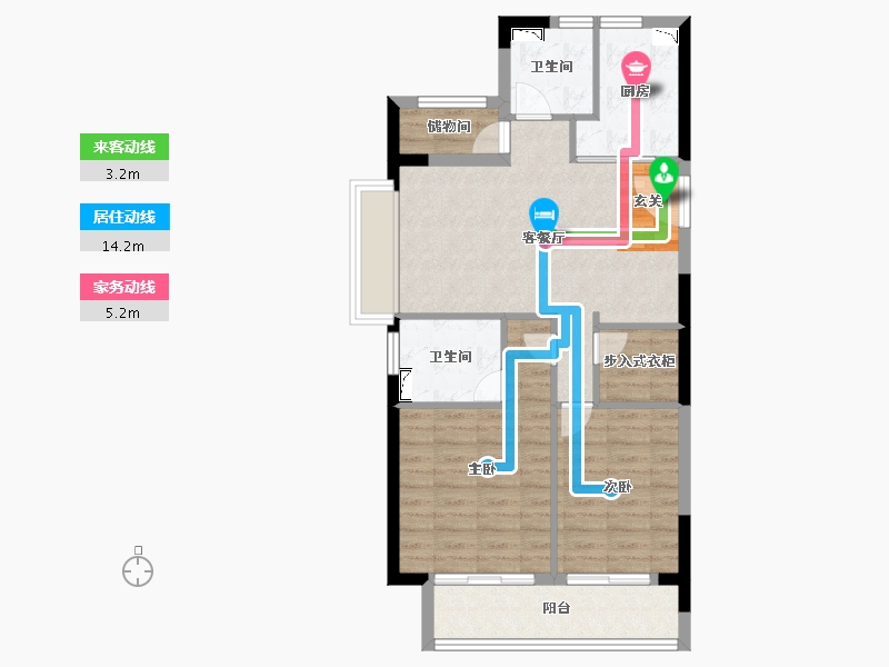 浙江省-宁波市-荣安金云府-76.00-户型库-动静线