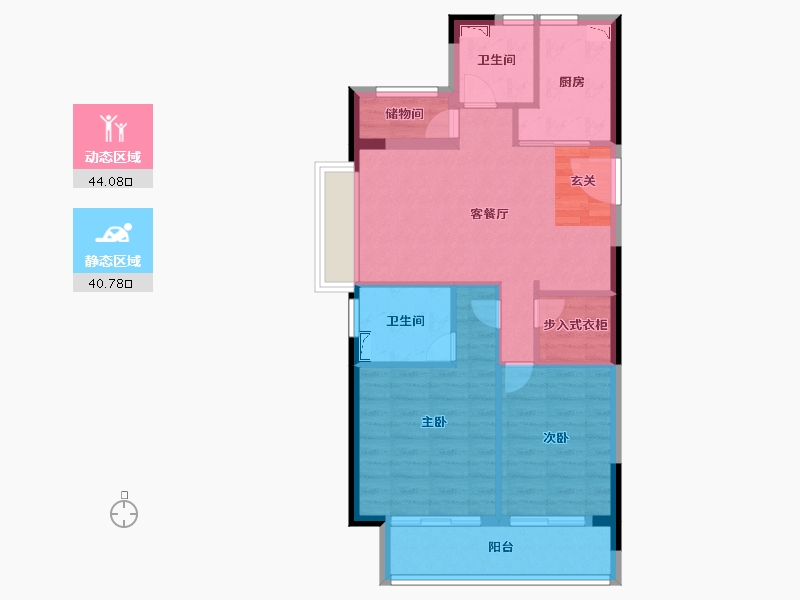 浙江省-宁波市-荣安金云府-76.00-户型库-动静分区