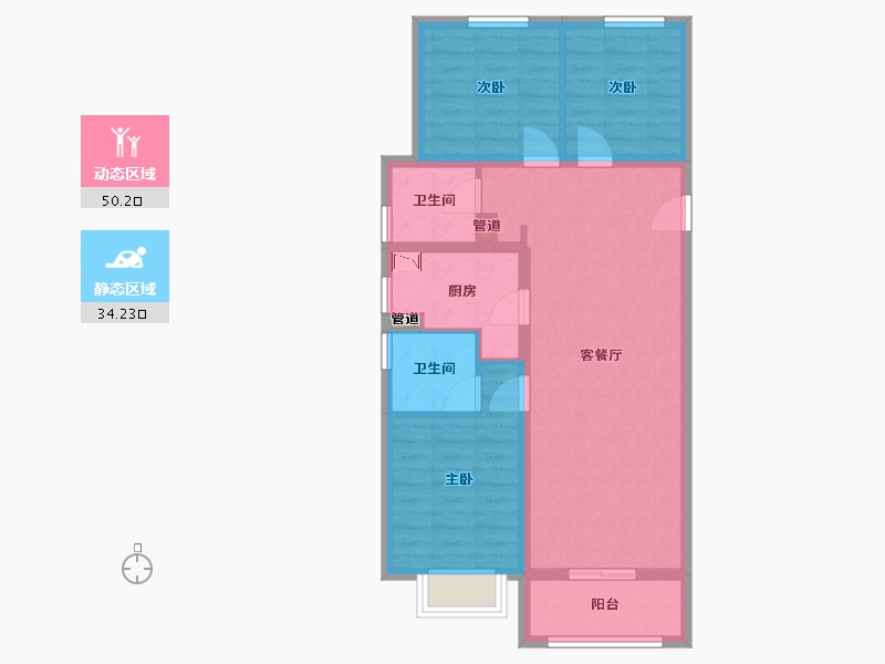 山西省-太原市-远洋・万和四季-74.94-户型库-动静分区