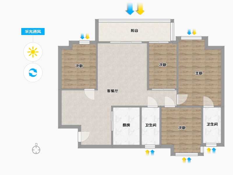 广东省-中山市-新长江顺心居-96.36-户型库-采光通风