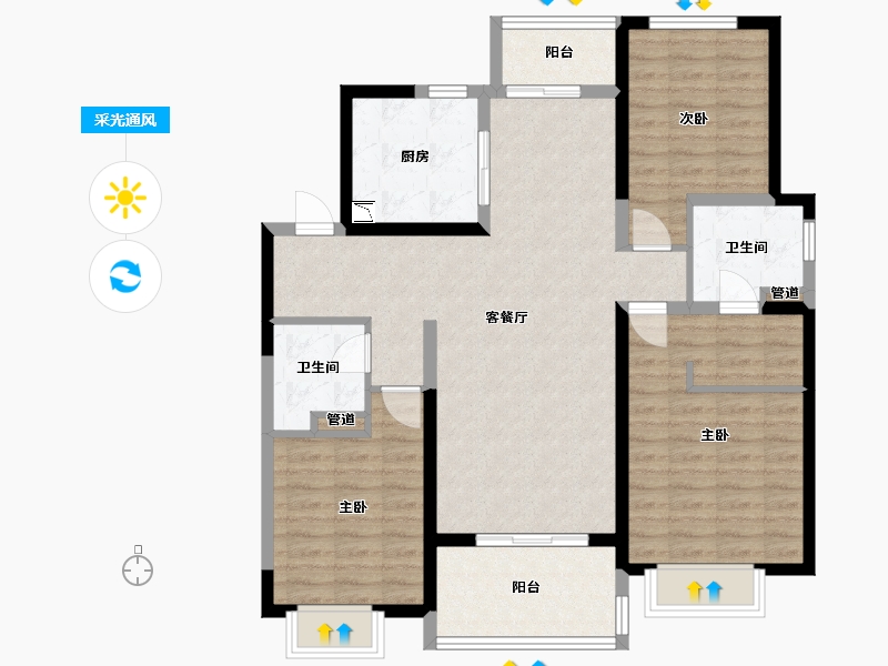 山西省-太原市-太原恒大悦府-103.96-户型库-采光通风