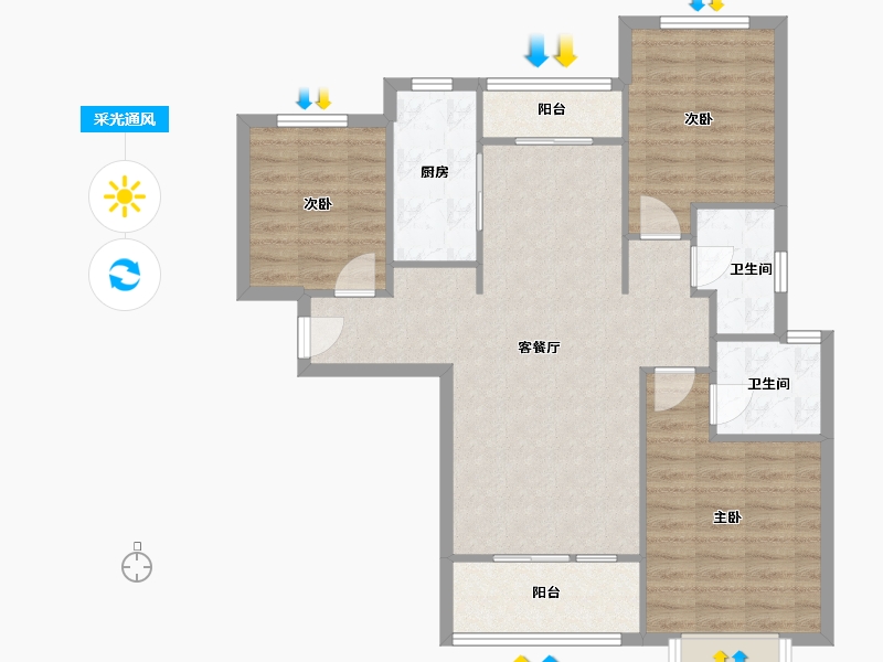 陕西省-西安市-大华锦绣前程-89.17-户型库-采光通风