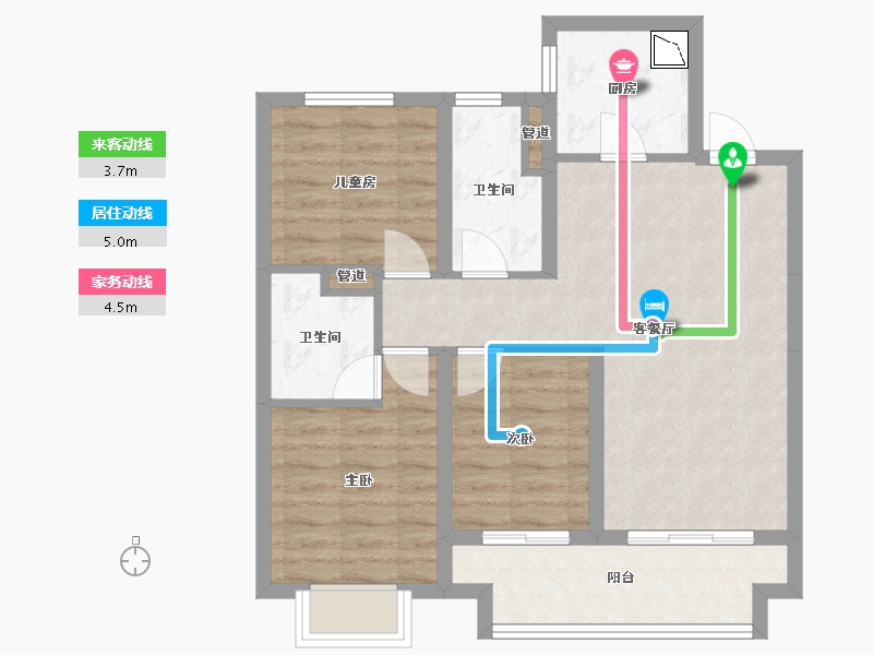 山西省-太原市-华侨城・天鹅堡-71.37-户型库-动静线