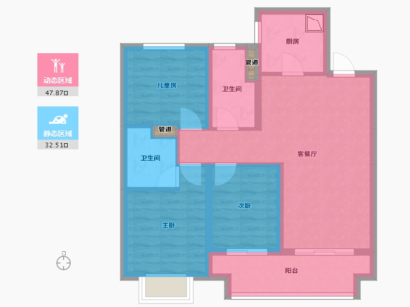 山西省-太原市-华侨城・天鹅堡-71.37-户型库-动静分区