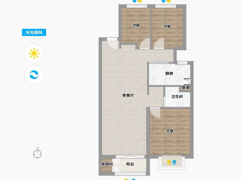 山西省-太原市-地铁万科星空-68.44-户型库-采光通风