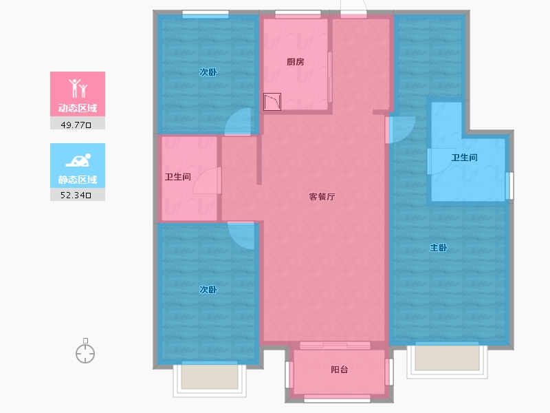 山西省-太原市-十二院城-90.94-户型库-动静分区