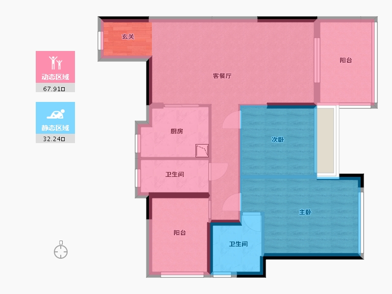 广东省-湛江市-华和南国茗苑-89.62-户型库-动静分区