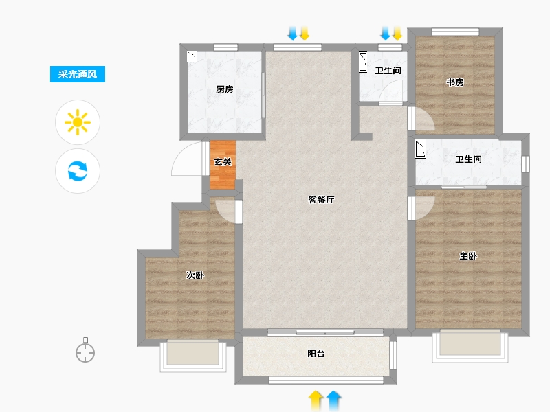 天津-天津市-新城悦隽公元-102.00-户型库-采光通风