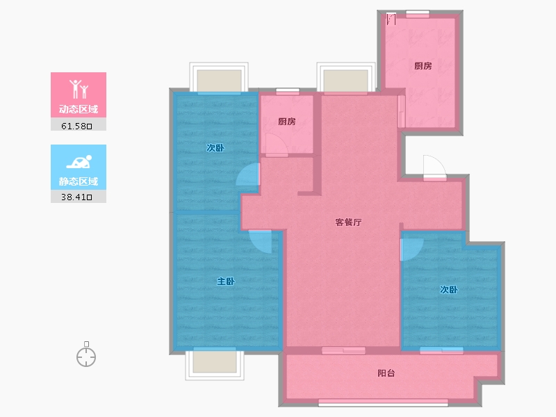 安徽省-芜湖市-伟星天境-89.60-户型库-动静分区