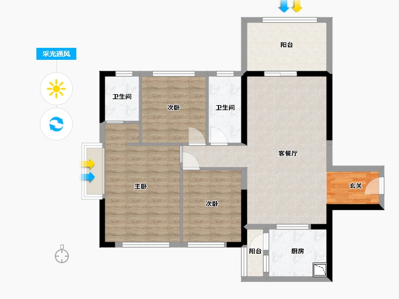 广东省-湛江市-华和南国茗苑-92.33-户型库-采光通风