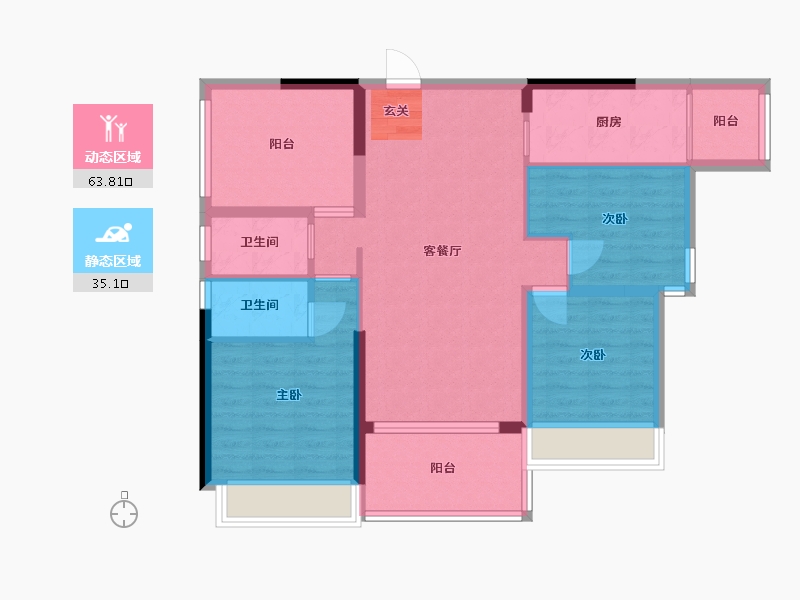 广东省-湛江市-壹号公馆-88.43-户型库-动静分区