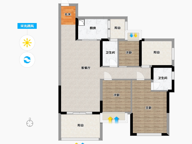 广东省-湛江市-华和南国茗苑-103.90-户型库-采光通风