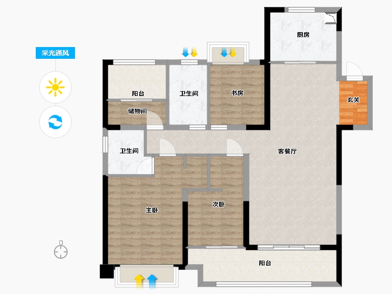 湖北省-襄阳市-襄阳吾悦广场-113.60-户型库-采光通风