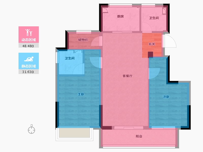 浙江省-宁波市-荣安金云府-71.38-户型库-动静分区