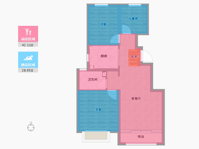 天津-天津市-雅居乐滨河雅郡-62.79-户型库-动静分区