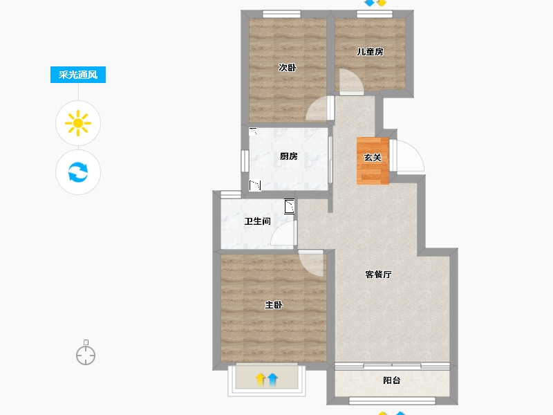 天津-天津市-雅居乐滨河雅郡-62.79-户型库-采光通风