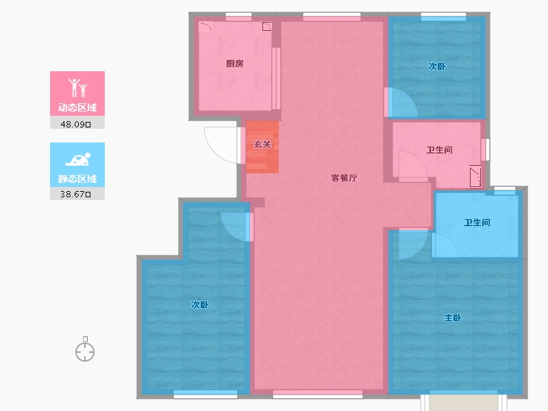 天津-天津市-雅居乐滨河雅郡-77.19-户型库-动静分区