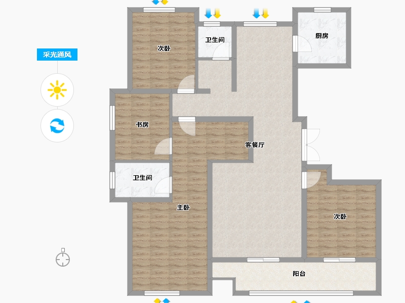 河南省-新乡市-理想国-144.00-户型库-采光通风