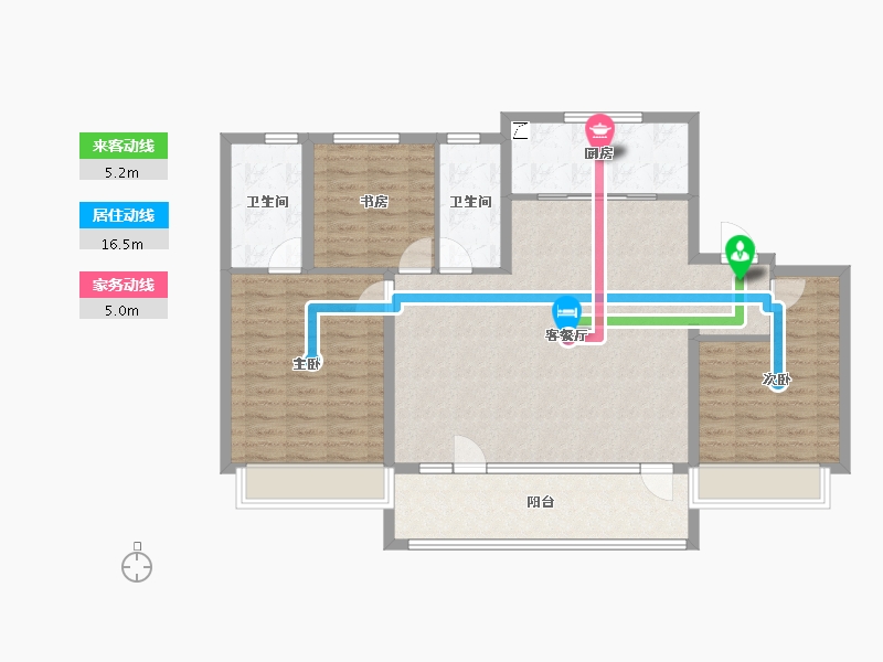 山东省-青岛市-正阳府-107.00-户型库-动静线