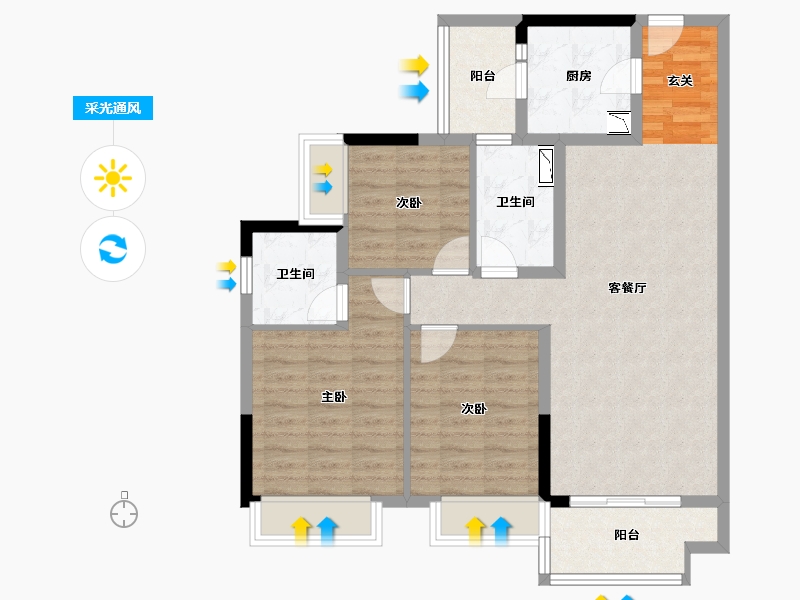 广东省-惠州市-保利云山堂悦-88.71-户型库-采光通风