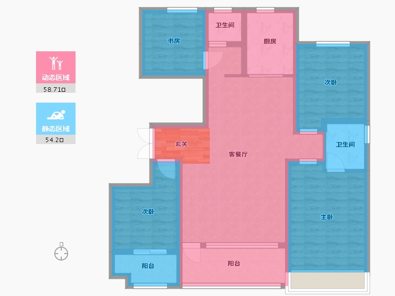 山东省-潍坊市-恒信浞河公馆-99.70-户型库-动静分区