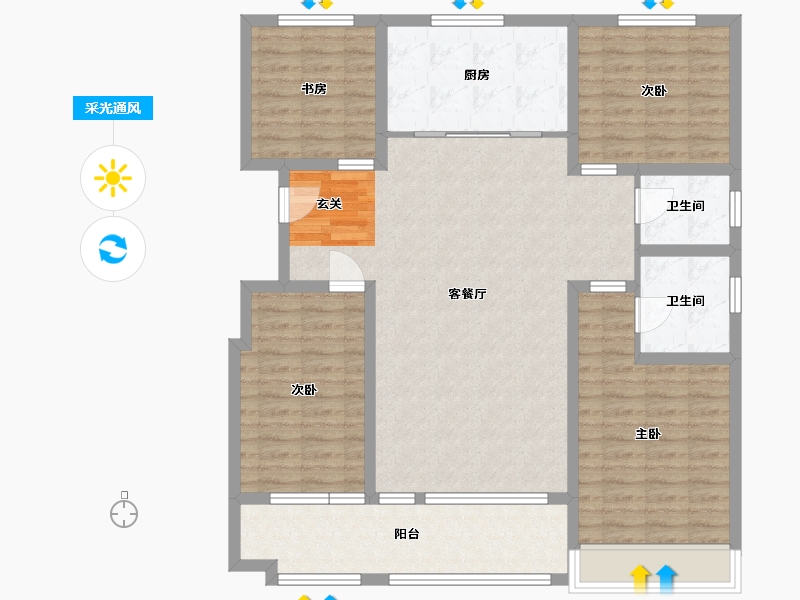 山东省-潍坊市-恒信浞河公馆-117.28-户型库-采光通风