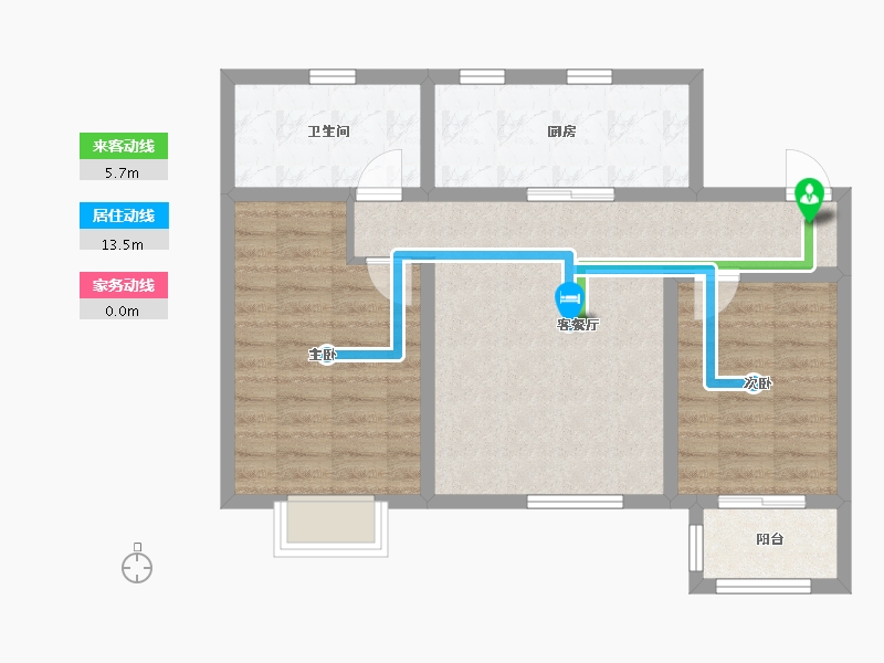 河北省-沧州市-合嘉 ・ 金域华城-70.39-户型库-动静线