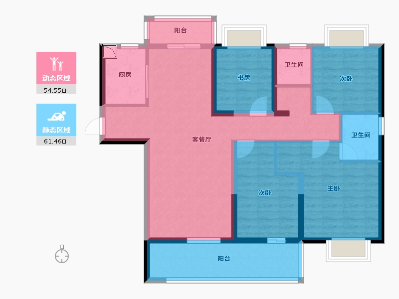 湖北省-宜昌市-碧桂园城央壹品-103.00-户型库-动静分区