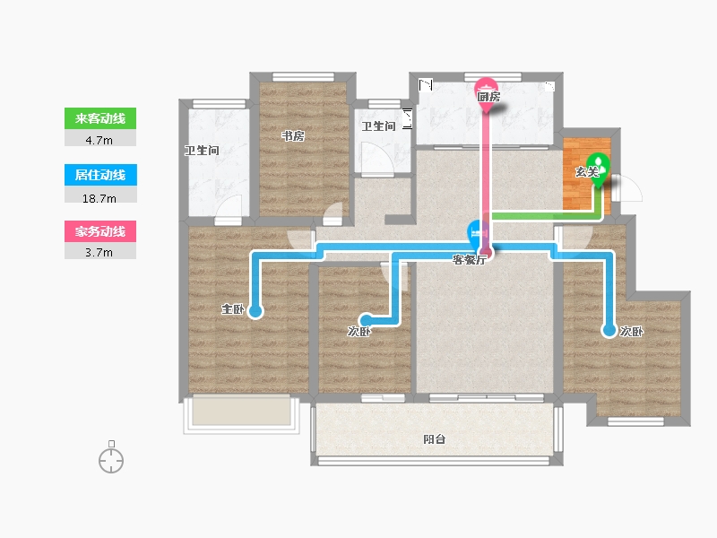 江苏省-扬州市-万科四季都会-101.60-户型库-动静线