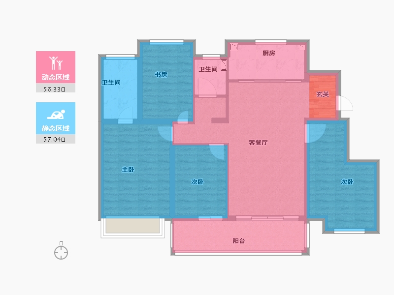 江苏省-扬州市-万科四季都会-101.60-户型库-动静分区