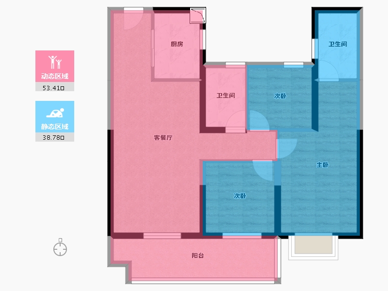 湖北省-宜昌市-碧桂园城央壹品-81.47-户型库-动静分区