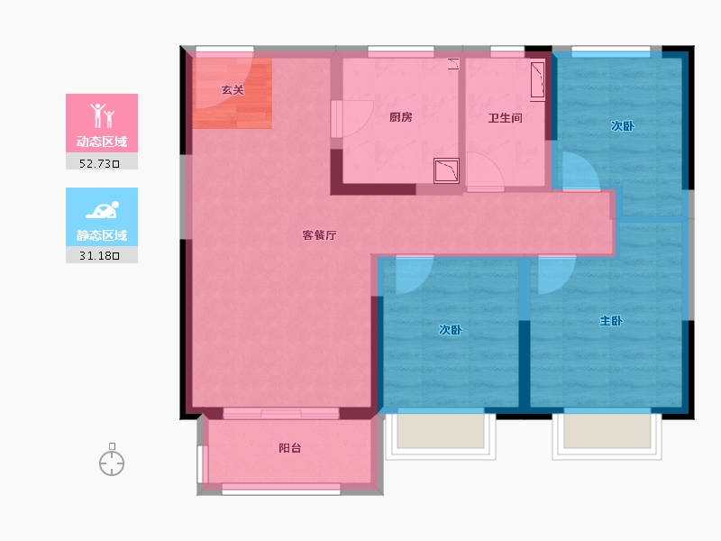 天津-天津市-红桥・九和府-74.19-户型库-动静分区