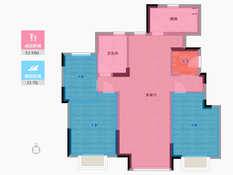 辽宁省-沈阳市-沈阳恒大时代新城-76.42-户型库-动静分区