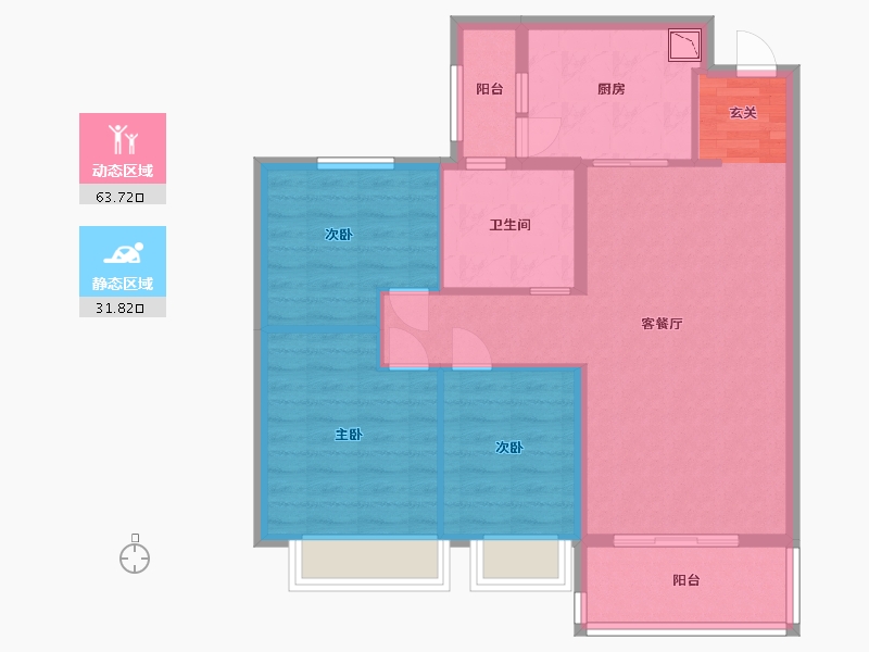 山东省-烟台市-恒大御海天下-85.60-户型库-动静分区