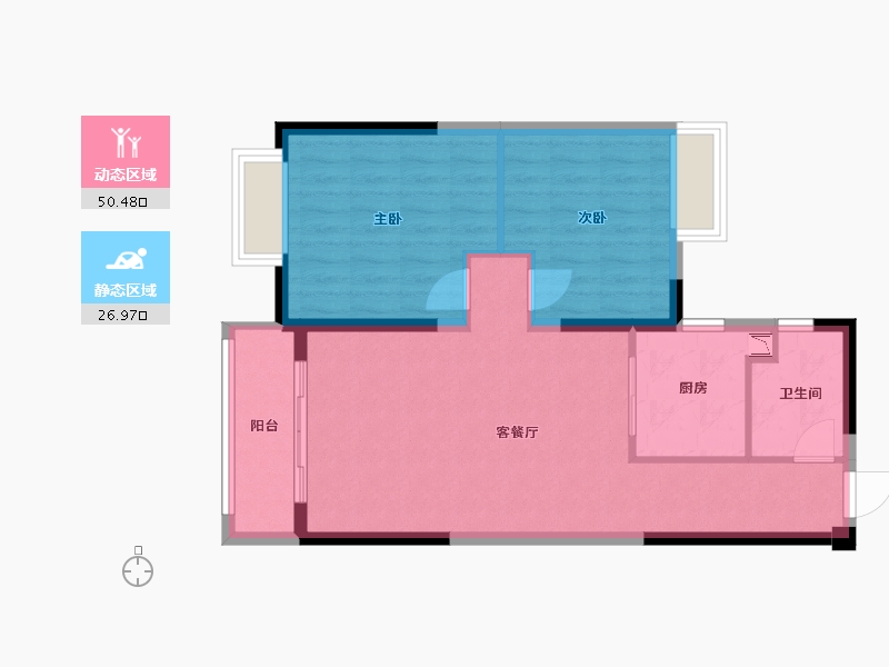 湖北省-襄阳市-汉水华城-69.68-户型库-动静分区