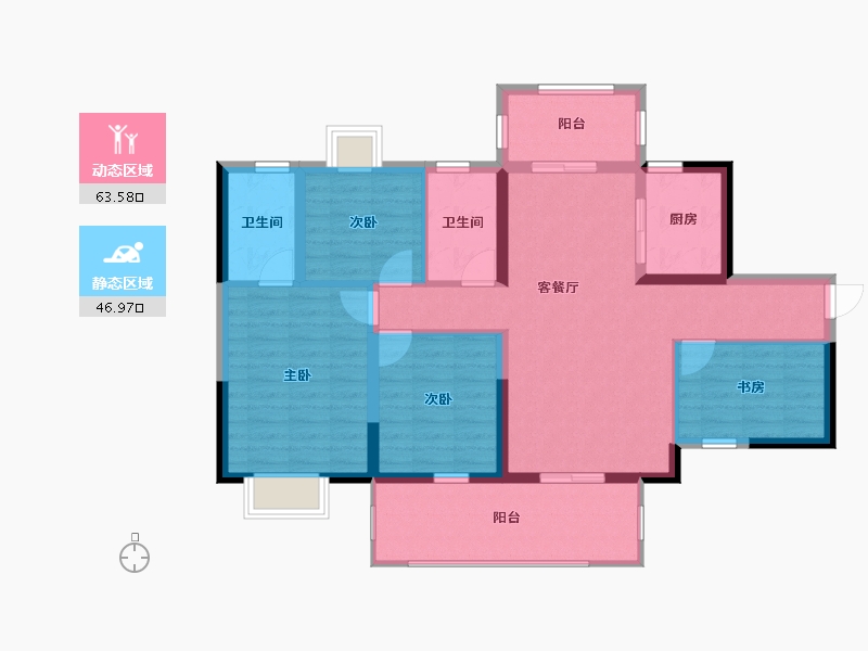 广西壮族自治区-南宁市-江宇梦想小镇花海城-98.80-户型库-动静分区