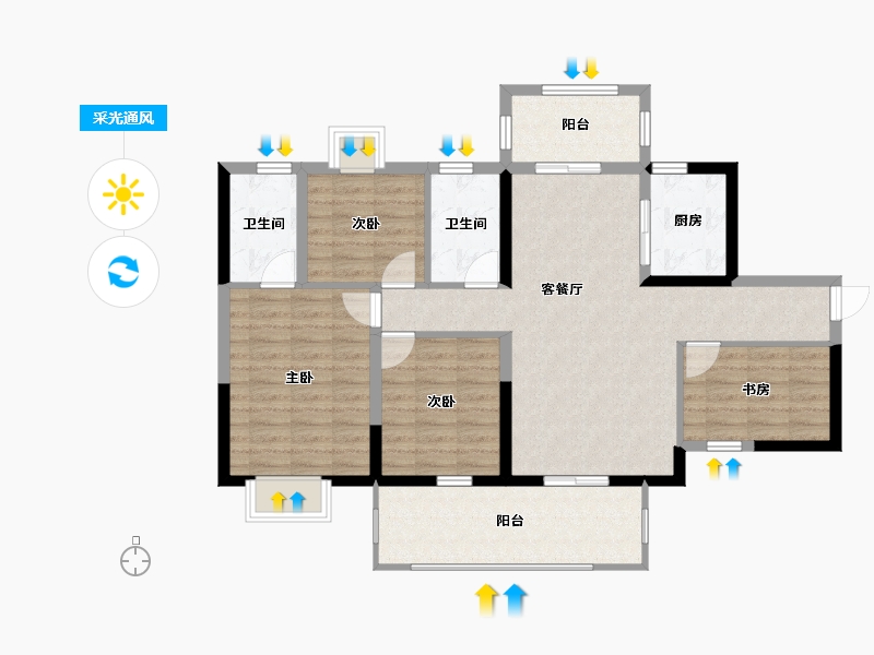 广西壮族自治区-南宁市-江宇梦想小镇花海城-98.80-户型库-采光通风