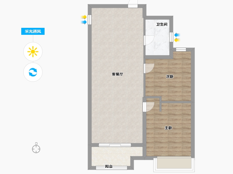 山东省-烟台市-恒达祥合院-64.80-户型库-采光通风