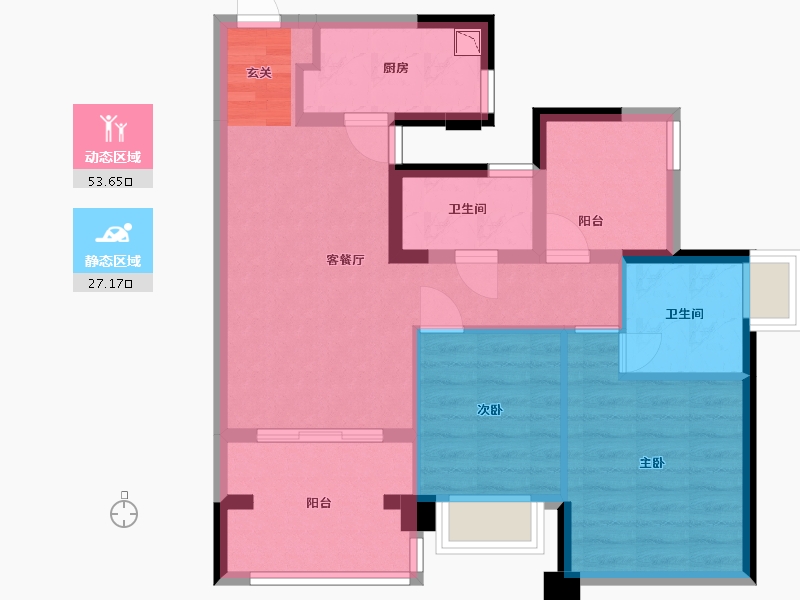 广东省-珠海市-华发四季峰景-71.18-户型库-动静分区