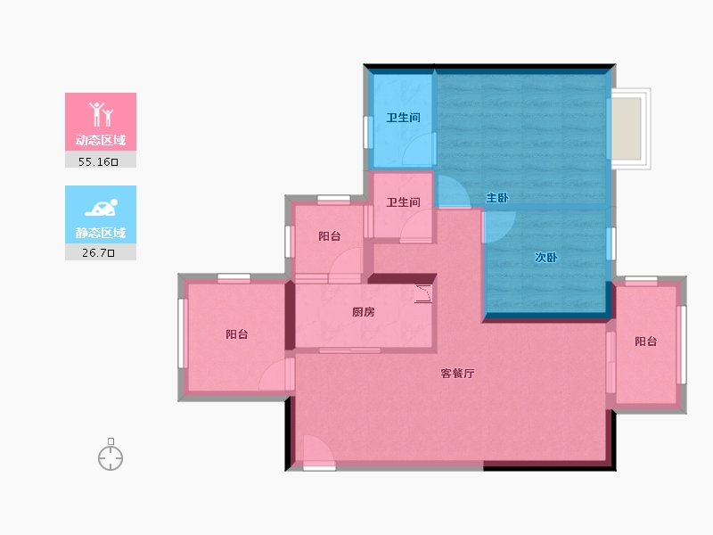 广西壮族自治区-南宁市-当代锦园ΜΟΜΛ-72.52-户型库-动静分区