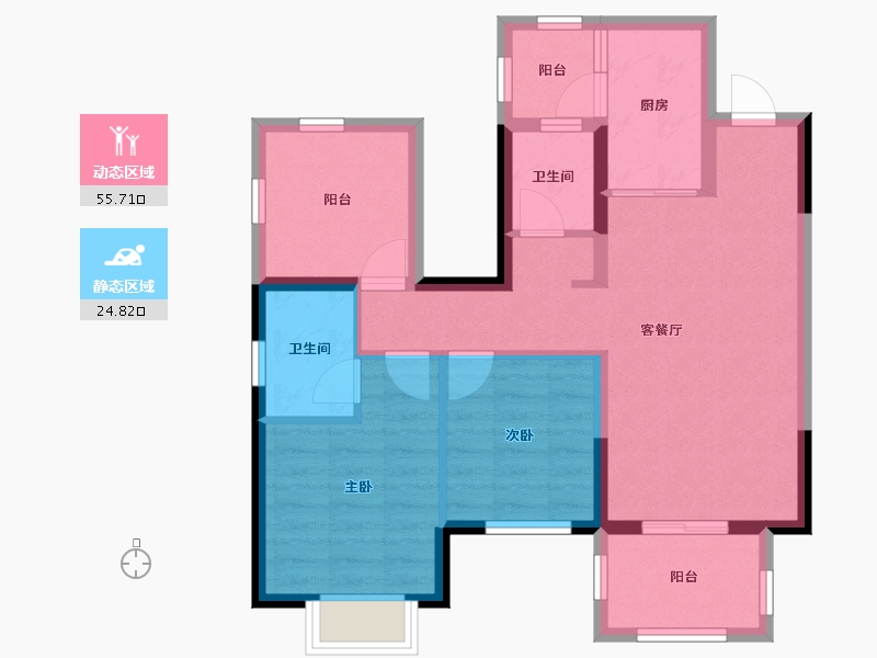 广西壮族自治区-南宁市-当代锦园ΜΟΜΛ-70.78-户型库-动静分区