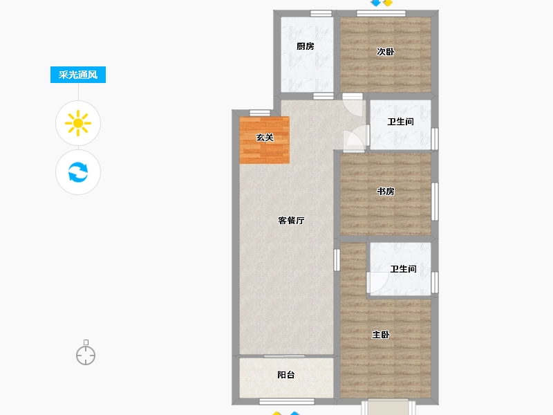 河北省-廊坊市-德荣・文�Z-88.81-户型库-采光通风