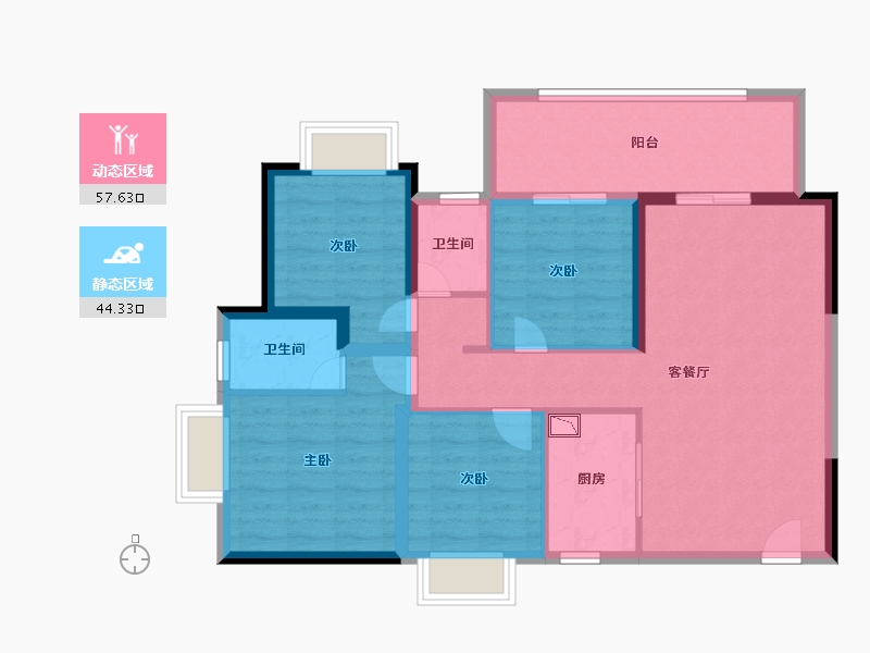 广西壮族自治区-南宁市-当代锦园ΜΟΜΛ-90.98-户型库-动静分区