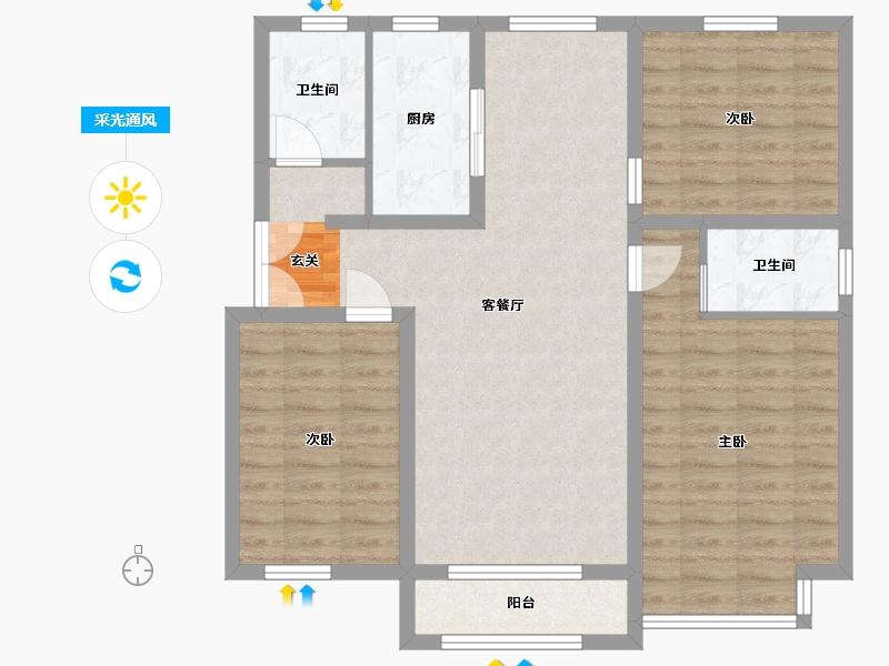 河北省-廊坊市-胜芳紫金华府-92.22-户型库-采光通风