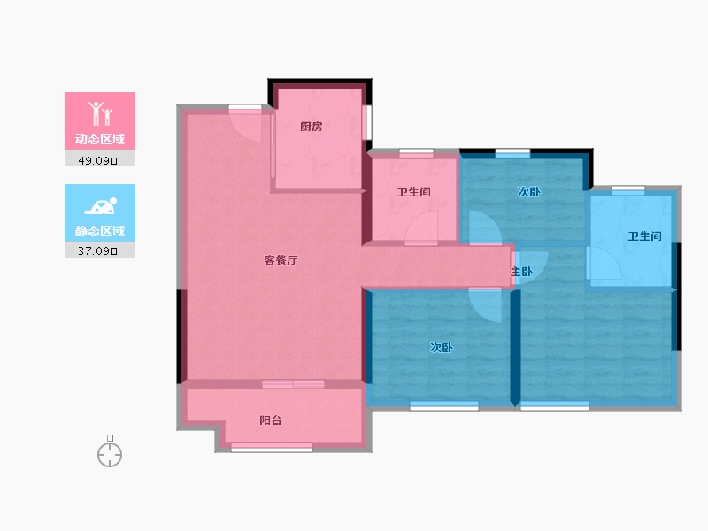 福建省-厦门市-金地宝嘉・厦一城-77.00-户型库-动静分区