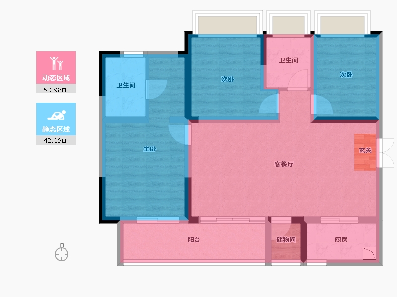 四川省-成都市-鑫悦天地・彭州万达广场-85.12-户型库-动静分区