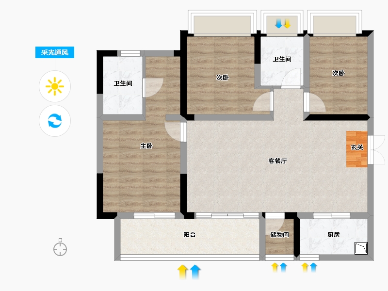 四川省-成都市-鑫悦天地・彭州万达广场-85.12-户型库-采光通风