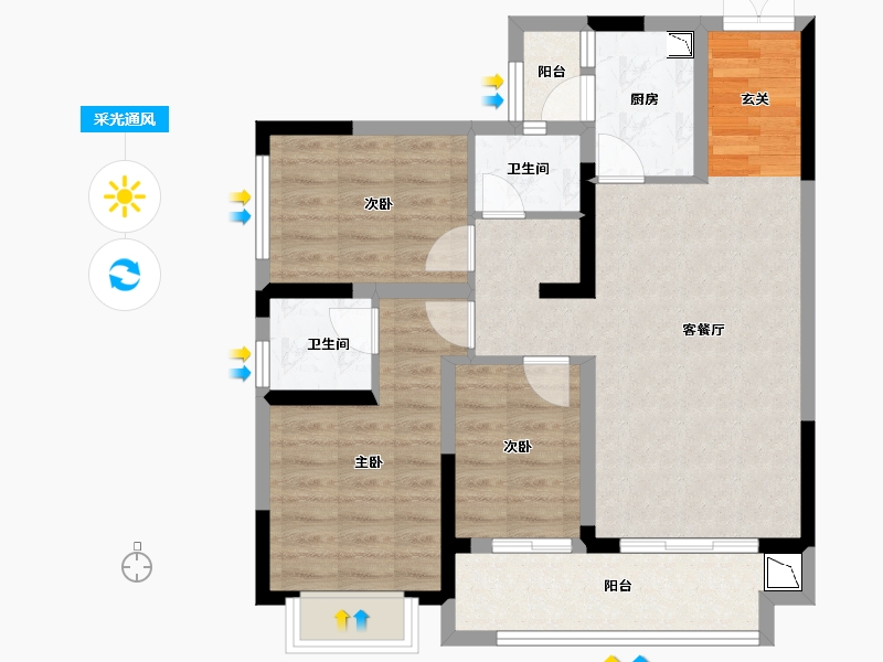 四川省-成都市-鑫悦天地・彭州万达广场-77.72-户型库-采光通风