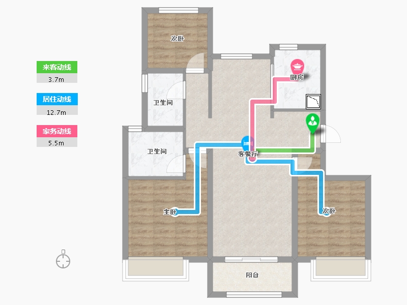 山东省-烟台市-中海锦城-86.40-户型库-动静线